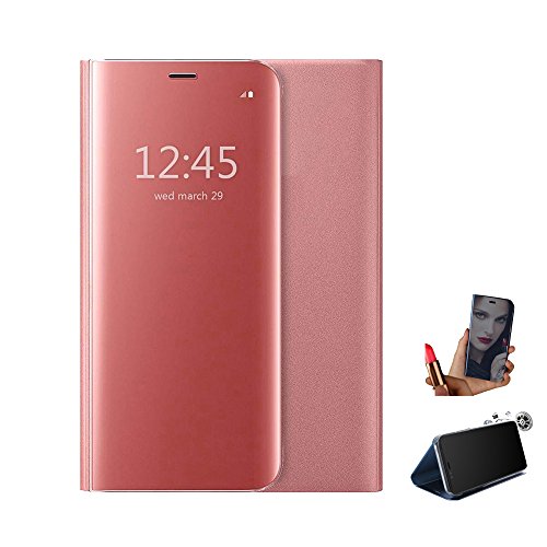 HUAWEI P10 Lite Phone Case Flip Shockproof Cases Cover Kick Stand Mirror Case for HUAWEI P10 Lite(Rose Gold)