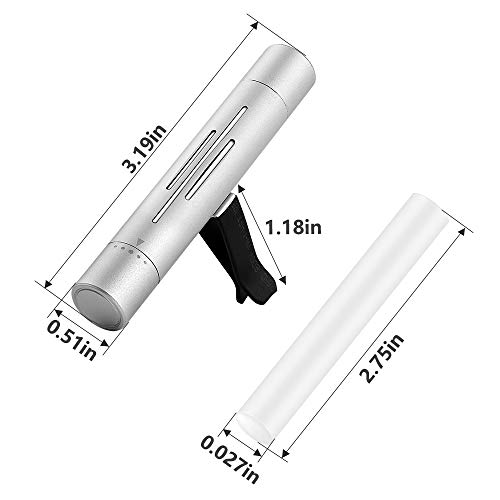 Custom Car Vent Clip Cylindrical Essential Oil Car Diffuser Vent Clip Aircraft-grade Aluminum Vehicle Air Vent Clip with 12 Refill Sticks Black & Silver