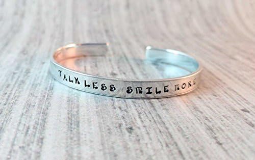 Hamilton Bracelet, Talk Less Smile More, Musical, Hand Stamped Silver Cuff Bracelet