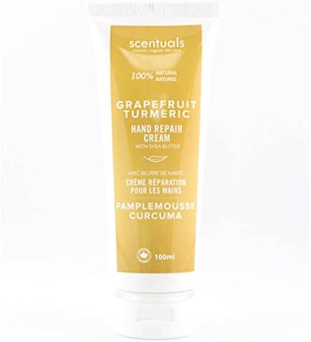Hand Cream with Grapefruit Turmeric Essential Oil, Shea Butter, Cocoa Butter, Argan & Almond oil, Vitamin E and Aloe Vera, for Moisturizing Dry Hands, Natural Skin Care, 100 ml, 3.4 fl.oz