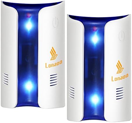 Ultrasonic Electromagnetic Pest Repeller Electronic Pest Control Repellent Plug In Pest Reject for Anti Mice, Ants, Cockroaches, Mosquitoes, Spiders, Non-toxic, Human Safe, Nightlight, White, 2 Pack