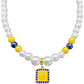 Classic Greeksorority society SIGMA GAMMA SGR Rhinestone letter pendant Imitation pearl Bead Necklace Choker