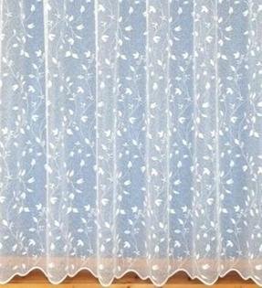 Bella Ellie White Net Curtain Tiny Leave Design 30 Inch Drop Sold