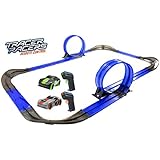Tracer Racers R/C High Speed Remote Control Super Loop Speedway Glow Track Set with Two Cars for Dual Racing, Glow Blue