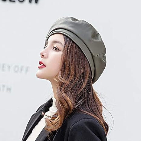 Amazon Co Jp Zuqiee ベレー帽 冬のファッション Uspop 新しい女性のベレー帽ソフトpuのベレー帽の帽子の女性のファッション 鉄リングベレー帽冬の帽子 Color Army Green Hat Size 56 58 Cm ホーム キッチン