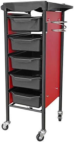 crownroyaljack Beauty Salon Rolling Trolley Storage Cart with 5 Removable Drawer, Red