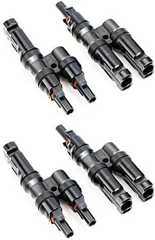 PowMr 2 Pair/4 Pcs MC4 Branch Connectors MC4 Connectors Y Connector - in Pair MMF+FFM for Parallel Connection Between Solar Panels