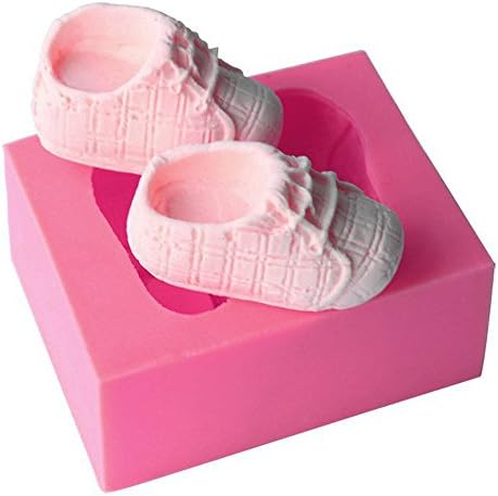 AllenSimpleArt Baby Theme Fondant Mould Silicone Soap Chocolate Sugarcraft Baking Tool Cake Mold Baby Clothes Baby Shoes Baby Shape-Pink