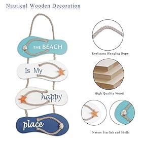 Beach Flip Flop Wall Decoration Wooden Beach Slippers Hanging Decoration,Ocean Home Hanging Ornament Wall Decor Ocean… 41y7bW7x6gL