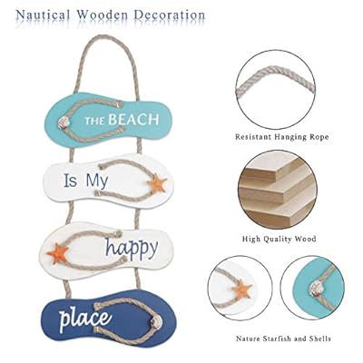 Beach Flip Flop Wall Decoration Wooden Beach Slippers Hanging Decoration,Ocean Home Hanging Ornament Wall Decor Ocean… 41y7bW7x6gL