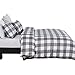 Vaulia Lightweight Microfiber Duvet Cover Set, Grid Pattern Design, Grey Color - Queen