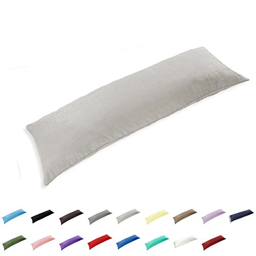 Gyulin 100% Cotton 300 Thread Count Envelope Style 4.6ft Body Pillow Cover Pillowcase Pillow Protector Cushion Cover Non Zippered Only Cover No Insert 20" x 54" /51cm X 137cm Light Grey/Gray