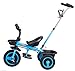High Bounce Kids Tricycle - Kids Trike with Foot Rest, Pedals, Adjustable Seat and Push Handle for Toddlers (Light Blue with Push Handle)