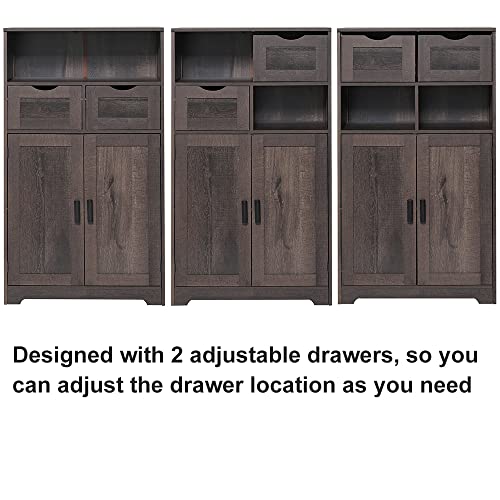 IWELL Storage with 2 Adjustable Drawers & 2 Shelves, 42.5”H x