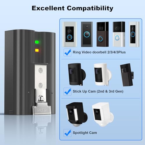 Replacement Rechargeable Battery for Ring, 2 Pack Lithium 6040mAh Batteries with Charger Station for Ring Video Doorbell 2/3/4/3plus, Spotlight Camera, Stick Up Cam Indooor and Outdoor