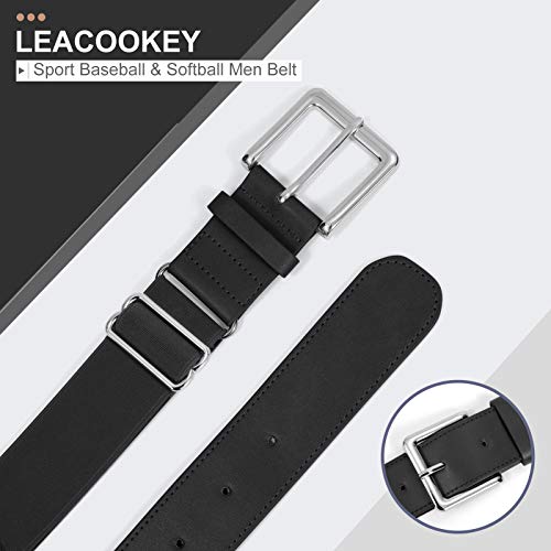 LEACOOLKEY Men Baseball Belt-Youth/Adult Baseball Belt-Baseball/Softball Uniform Men Belt Black Color(35-44 inches)