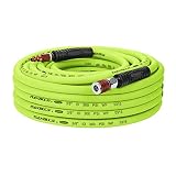 Flexzilla Air Hose with ColorConnex Industrial Type D Coupler and Plug, 3/8 in. x 50 ft, Heavy Duty, Lightweight, Hybrid, ZillaGreen - HFZ3850YW2-D