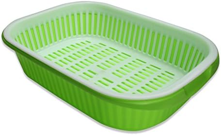 Fruit and Vegetable Strainer - Stackable Soaking Bowl and Colander Set by PowerChefs (Green)