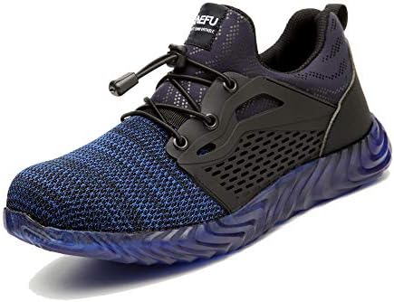 Safety Shoes Mens Work Trainers Ladies Running Construction Boots Women Steel Toe Cap Lightweight Mesh Footwear Black Blue Green Grey Pink UK3-UK13(EU35-EU48)