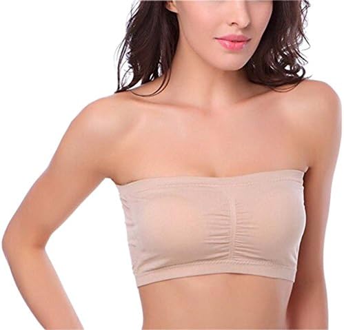 Hoerev Bra Tube Top Bandeau Style Removable Padding Bra Seamless Stretch