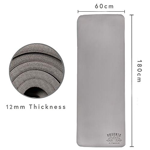 Phoenix-Fitness-Exercise-NBR-Fitness-Yoga-Mat-12mm-Extra-Thick-Anti-Slip-High-Density-Fitness-Mat-Double-Sided-Multi-Purpose-Floor-Mat-with-Carry-Strap-for-Pilates-Gymnastics-and-Gym-Workouts