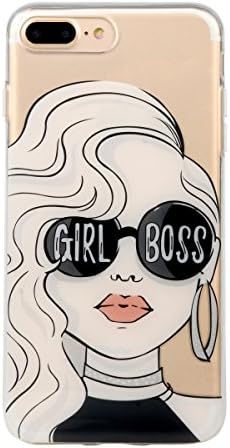 iPhone 8 PLUS Case for girls, Leminimo Girl Boss Crystal Clear TPU Flexible Case For iPhone 7 Plus/iPhone 8 Plus [5.5 inch Display] - Girl Boss Pattern Slim Fit Snap On Full Protection Case