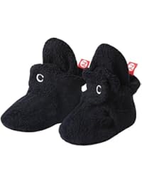 Zutano Cozie Fleece Baby Booties with Cotton Lining, Unisex, For Newborns, Infants, and Toddlers, Black, 3M-6M