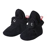 Zutano Cozie Fleece Baby Booties with Cotton Lining, Unisex, For Newborns, Infants, and Toddlers, Black, 3M-6M