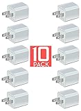 Certified 5W 1A USB Power Adapter [10-Pack] Universal Wall Charger Cube for Plug Outlet for iPhone 8 / X / 7 / 6S / Plus +, iPad, Samsung Galaxy, Motorola, HTC, Other Smartphones (Family Pack) (White)