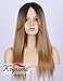 K’ryssma Fashion Ombre Blonde Synthetic Wigs for Women 2 Tone Color Dark Roots Middle Part Long Natural Looking Straight Heat Resistant blonde wig