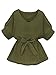 Milumia Women's Casual V Neckline Self Tie Short Sleeve Work Blouse Tunic Tops Olive Medium