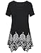 Tunic Tops Short Sleeve,Laksmi Womens Printed Asymmetrical Hem Tee Shirts For Summer,Black X-Large