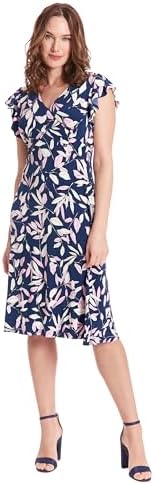 women's london times printed midi a-line dress London Times Flower Print A-Line Midi Dress