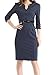 Jusfitsu Women's Vintage V-Neck 3/4 Sleeve Belt Business Pencil Dress