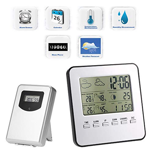 TOOGOO Upgraded Weather Station, Wireless Digital Indoor Outdoor Thermometer Hygrometer, Remote Sensor, Home Weather Forecaster Station, Humidity, Clock, Alarm Clock - Thumbnail 7