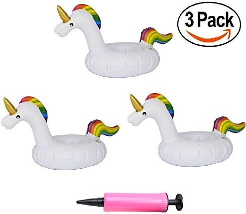 CCHLO Inflatable Cup Holder Pool Party Drink Floats Holder Unicorn Drink Pool Float,Set of 3