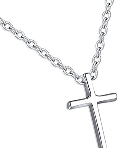 Titanium Steel Cross Pendant Necklace 18k Rose Gold/Silver Plated for Men Women Mother's Day Jewelry Gift (silver)