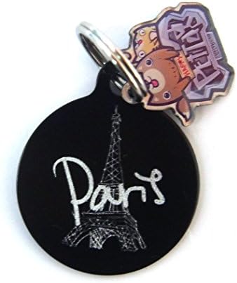 happypettag - Personalized Paris Eiffel Tower Pet ID Tag, Customized Pet ID Tags Dogs Cat ID Tags, Double Side Aluminium Engraved. Includes up to 3 Lines of Customized Text - Back Engraving.