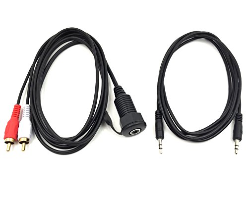 Duttek AUX Combo Flush Mount cable - 2M/6.6FT 2RCA Male to 3.5MM Female + 1M/3.3Ft 3.5mm Male to Male AUX Cable on Mount, Dash Mount, Flush Mount, Panel Mount Cable, For Car, Boat, Motorcycle