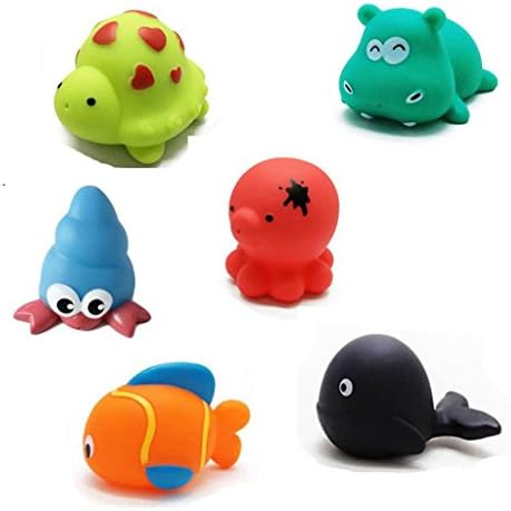 Candy86 6 Pcs Baby Bath Toys Animal Swimming Water Squeeze Spraying Sounding Toy Early Education Newborn Baby Toys Bathroom Toys for Children Boys Girls