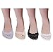 Imaly Women's No Show Silicone Heel Grip Non-skid Lace Socks 4Pairs [grey/white/black/nude]