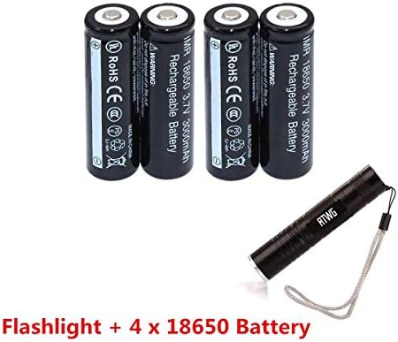 4-Pack Rechargeable 3.7V 18650 Battery + Zoomable zoom LED Flashlight Torch Kit（standard Battery）
