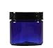 Cobalt Blue 2 Ounce PET Plastic Jars with Black Lids, and 1 Mini Jar, 6 Pack