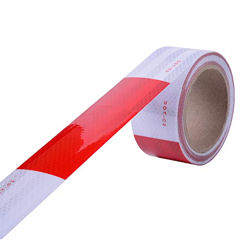 2" x 20' DOT-C2 Conspicuity Reflective Safety Tape 6" Red 6" White for Truck Trailer Mailbox