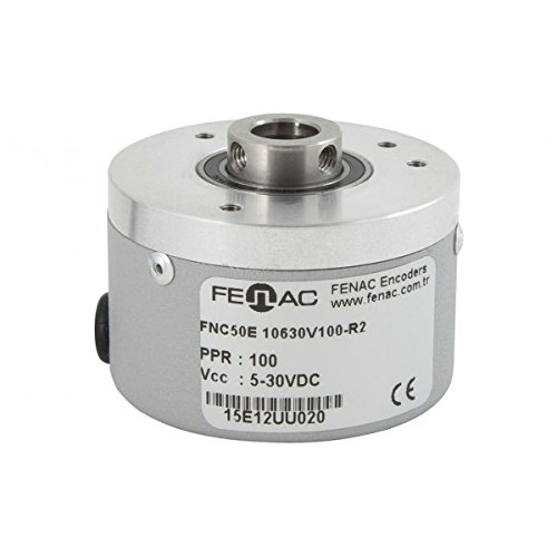 Fenac FNC 50E 12630V3600-R2 Incremental Encoder 50mm Body Diameter, Semi Hollow Shaft 12mm, 6 Channel, 5-30V in/Out, 3600PPR, 2m Cable