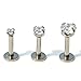 Jovivi 3pcs 16G 2/3/4mm Surgical Steel Cubic Zircon Monroe Piercing Lip Rings Labret Tragus Cartilage Helix Stud Earrings 1/4