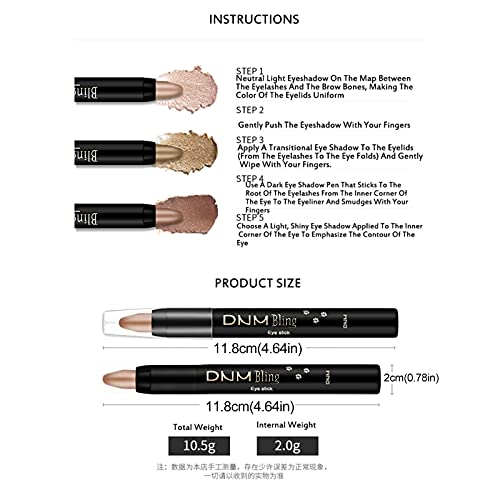16 Color Pearlescent Pen Highlight Stick Rotating Eyeshadow Pen Matte Lying Silkworm Pen, Professional Long Lasting & Waterproof Eyeshadow Stick(A)