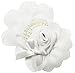 5" Chiffon Rosette with Pearls Hair Clip - White