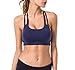 QUEENIEKE Women's Light Support Double-T Back Wirefree Pad Yoga Sports Bra Size M Color Dark Navy