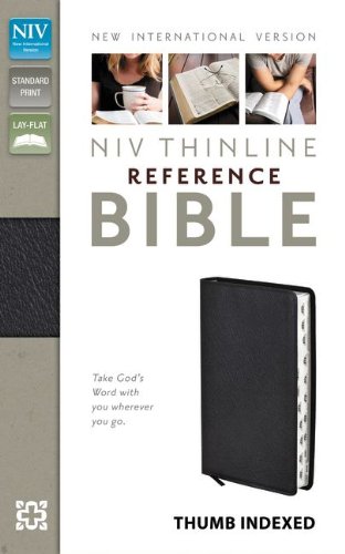 NIV, Thinline Reference Bible, Bonded Leather, Black, Indexed, Red Letter Edition